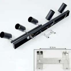 Plafonnier Javel Chrome, Noir, 5 lumières