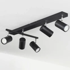 Plafonnier Javel Chrome, Noir, 5 lumières