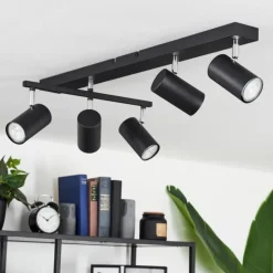 Plafonnier Javel Chrome, Noir, 5 lumières