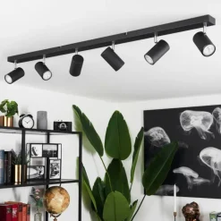 Plafonnier Javel Chrome, Noir, 6 lumières