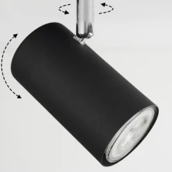 Plafonnier Javel Chrome, Noir, 6 lumières