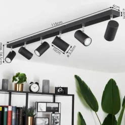 Plafonnier Javel Chrome, Noir, 6 lumières