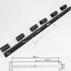 Plafonnier Javel Chrome, Noir, 6 lumières