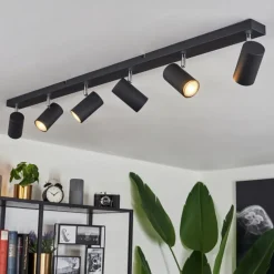 Plafonnier Javel Chrome, Noir, 6 lumières