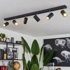 Plafonnier Javel Chrome, Noir, 6 lumières