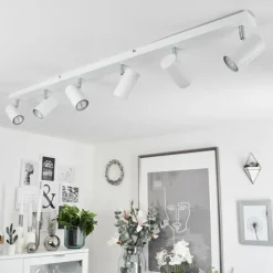 Plafonnier Javel Chrome, Blanc, 6 lumières