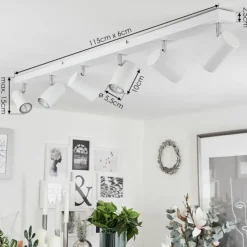 Plafonnier Javel Chrome, Blanc, 6 lumières