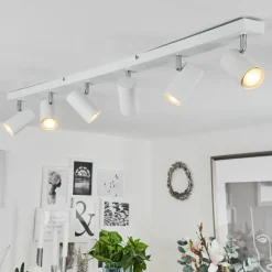 Plafonnier Javel Chrome, Blanc, 6 lumières