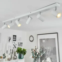 Plafonnier Javel Chrome, Blanc, 6 lumières