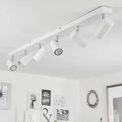 Plafonnier Javel Chrome, Blanc, 6 lumières