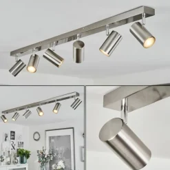 Plafonnier Javel Nickel mat, 6 lumières