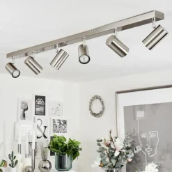 Plafonnier Javel Nickel mat, 6 lumières