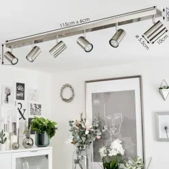 Plafonnier Javel Nickel mat, 6 lumières