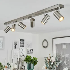 Plafonnier Javel Nickel mat, 6 lumières