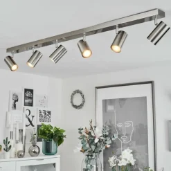 Plafonnier Javel Nickel mat, 6 lumières