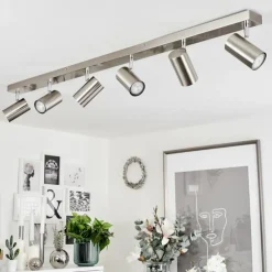 Plafonnier Javel Nickel mat, 6 lumières