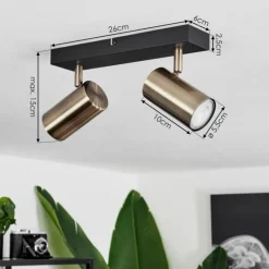 Plafonnier Javel Noir, 2 lumières