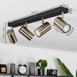 Plafonnier Javel Noir, 4 lumières