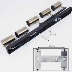 Plafonnier Javel Vieux laiton, Noir, 5 lumières