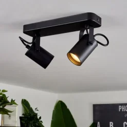 Plafonnier Kergus Noir, 2 lumières