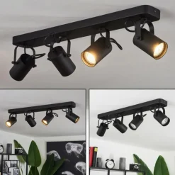 Plafonnier Kergus Noir, 4 lumières