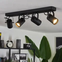Plafonnier Kergus Noir, 4 lumières