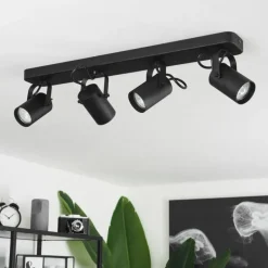 Plafonnier Kergus Noir, 4 lumières