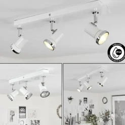 Plafonnier Lanrigan LED Chrome, Blanc, 3 lumières