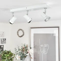 Plafonnier Lanrigan LED Chrome, Blanc, 3 lumières