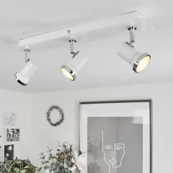 Plafonnier Lanrigan LED Chrome, Blanc, 3 lumières