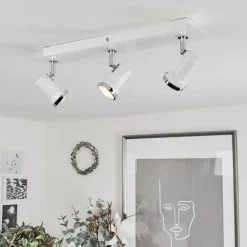 Plafonnier Lanrigan LED Chrome, Blanc, 3 lumières