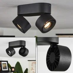 Plafonnier Laonsana LED Noir, 2 lumières