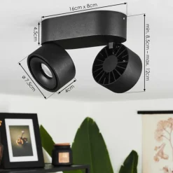 Plafonnier Laonsana LED Noir, 2 lumières