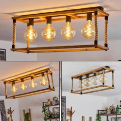 Plafonnier Lautremen Brun, Écru, Noir, 4 lumières