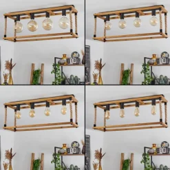 Plafonnier Lautremen Brun, Écru, Noir, 4 lumières