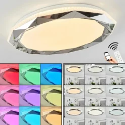 Plafonnier Lisei LED Blanc, 1 lumière, Télécommandes, Changeur de couleurs