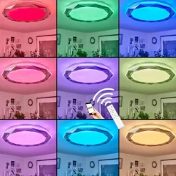 Plafonnier Lisei LED Blanc, 1 lumière, Télécommandes, Changeur de couleurs