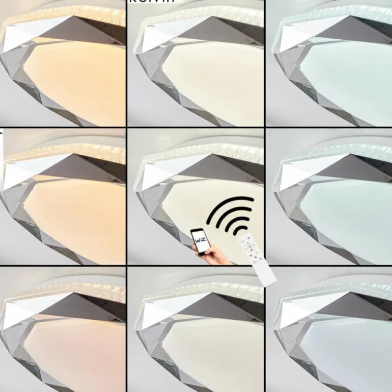 Plafonnier Lisei LED Blanc, 1 lumière, Télécommandes, Changeur de couleurs