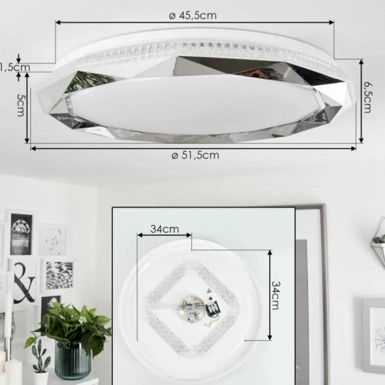 Plafonnier Lisei LED Blanc, 1 lumière, Télécommandes, Changeur de couleurs