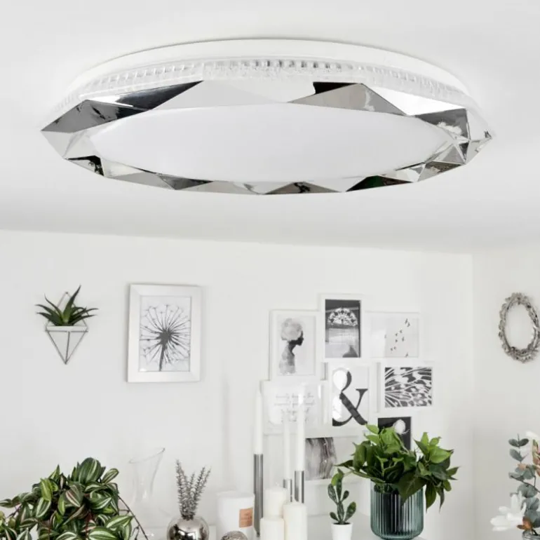 Plafonnier Lisei LED Blanc, 1 lumière, Télécommandes, Changeur de couleurs