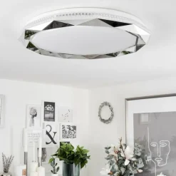 Plafonnier Lisei LED Blanc, 1 lumière, Télécommandes, Changeur de couleurs