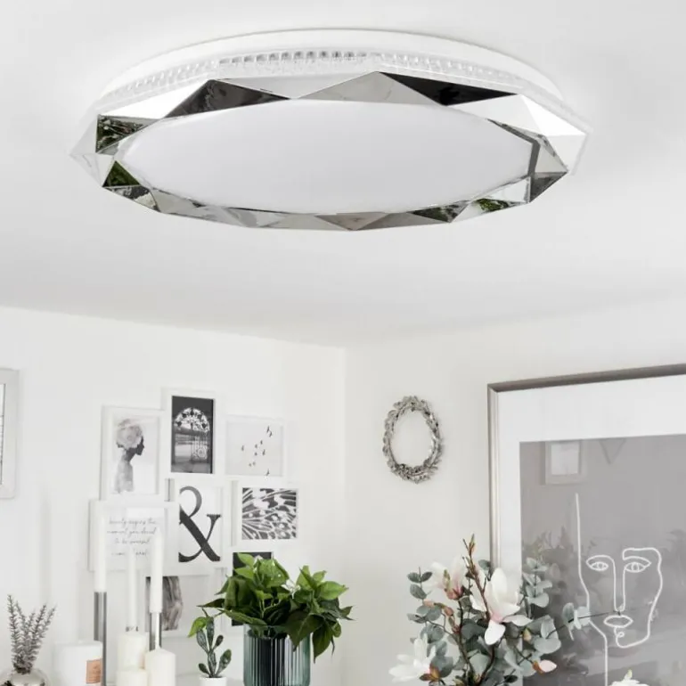 Plafonnier Lisei LED Blanc, 1 lumière, Télécommandes, Changeur de couleurs