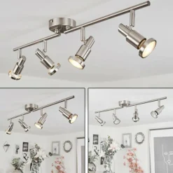 Plafonnier Lonquimay Nickel mat, 4 lumières