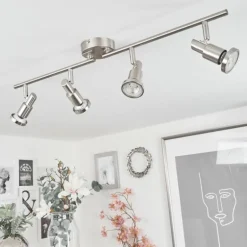 Plafonnier Lonquimay Nickel mat, 4 lumières