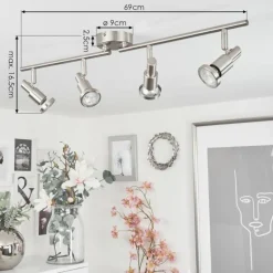 Plafonnier Lonquimay Nickel mat, 4 lumières