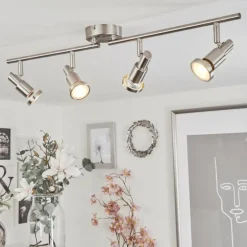 Plafonnier Lonquimay Nickel mat, 4 lumières