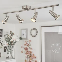 Plafonnier Lonquimay Nickel mat, 4 lumières