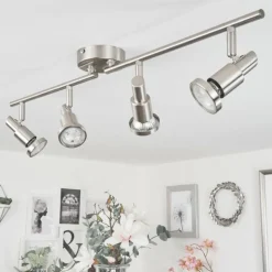 Plafonnier Lonquimay Nickel mat, 4 lumières