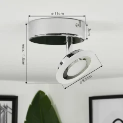 Plafonnier Lucy LED Chrome, 1 lumière, Télécommandes, Changeur de couleurs