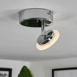 Plafonnier Lucy LED Chrome, 1 lumière, Télécommandes, Changeur de couleurs